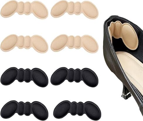 4 Pairs Heel Grips & Pads for Loose Shoes - Stop Slip, Prevent Blisters, Improve Fit & Comfort Pale Apricot/Black in Kuwait