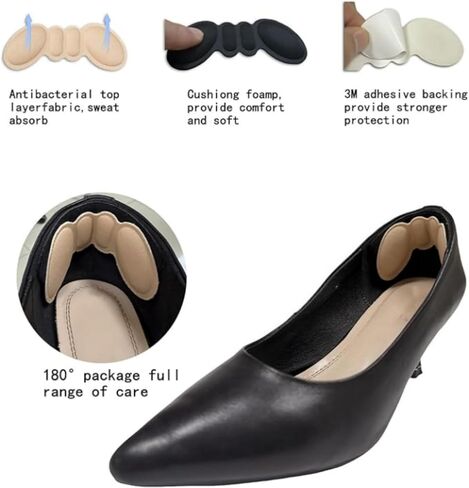 4 Pairs Heel Grips & Pads for Loose Shoes - Stop Slip, Prevent Blisters, Improve Fit & Comfort Pale Apricot/Black in Kuwait