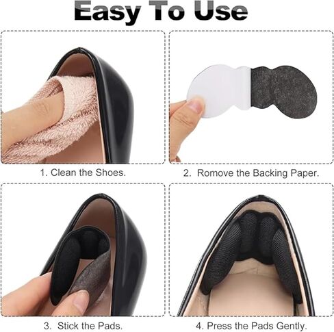 4 Pairs Heel Grips & Pads for Loose Shoes - Stop Slip, Prevent Blisters, Improve Fit & Comfort Pale Apricot/Black in Kuwait