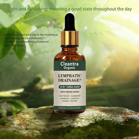 Cleantra Lymphatic Drainage Drops,Organic Lymphatic Drainage Supplement,10-in-1 Herbal Blend Cleanse Complex with Burdock,Dandelion,Elderberry,Fast-Absorbing Formula,2 fl oz (1PCS) in Saudi Arabia