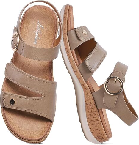Womens Sandals Arch Support Flat Sandals Adjustable Comfy Orthotic Sandals for Women Summer Walking Shoes for Beach,Travel in Saudi Arabia