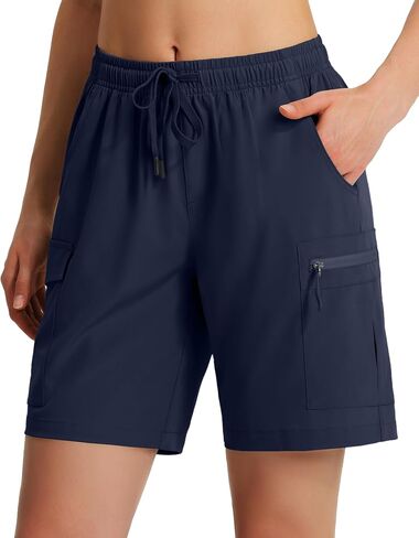 Ksmien Women's 7" Hiking Cargo Shorts Lightweight Quick Dry Ladies Summer Shorts with Zipper Pockets for Travel Golf in Kuwait