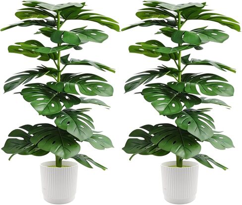 2 Set of Artificial Monstera Deliciosa Plants in Pots, 31 Inch Artificial Cheese Plant,Fake Tropical Palm Tree for Living Room, Corner, Office, Patio, Windowsill Decor in Saudi Arabia