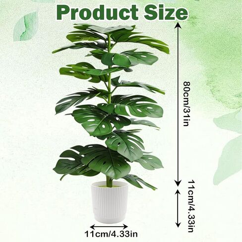 2 Set of Artificial Monstera Deliciosa Plants in Pots, 31 Inch Artificial Cheese Plant,Fake Tropical Palm Tree for Living Room, Corner, Office, Patio, Windowsill Decor in Saudi Arabia
