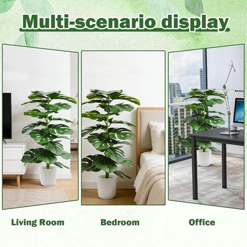 2 Set of Artificial Monstera Deliciosa Plants in Pots, 31 Inch Artificial Cheese Plant,Fake Tropical Palm Tree for Living Room, Corner, Office, Patio, Windowsill Decor in Saudi Arabia