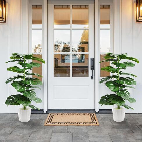 2 Set of Artificial Monstera Deliciosa Plants in Pots, 31 Inch Artificial Cheese Plant,Fake Tropical Palm Tree for Living Room, Corner, Office, Patio, Windowsill Decor in Saudi Arabia