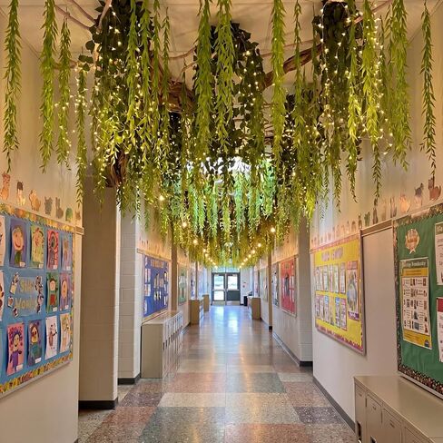 Bucherry 46 Pcs 3D Classroom Tree Wall Decoration Back to School DIY Ceiling Artificial Willow Vine Branch with Light Elementary Preschool Bulletin Board Decor for Enchant Fairy Reading Corner(Vines) in Kuwait