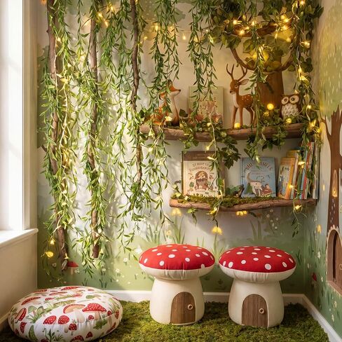 Bucherry 46 Pcs 3D Classroom Tree Wall Decoration Back to School DIY Ceiling Artificial Willow Vine Branch with Light Elementary Preschool Bulletin Board Decor for Enchant Fairy Reading Corner(Vines) in Kuwait
