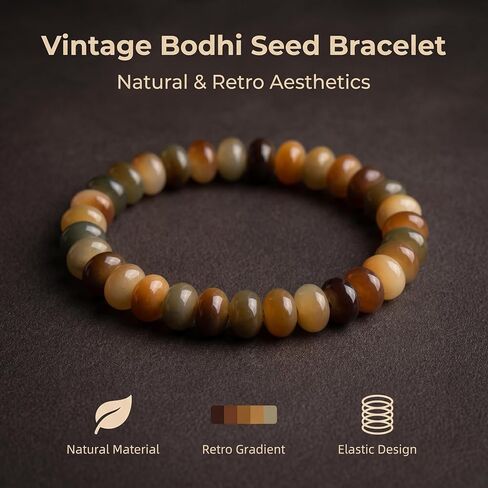 Dopamine Bodhi Root Fidget Bracelet, Natural Bodhi Seed Handcrafted Jewelry, Rotating Sensory Beads for Stress Relief & Calming, Perfect for Office, Daily Wear, Travel & Gifting in Saudi Arabia