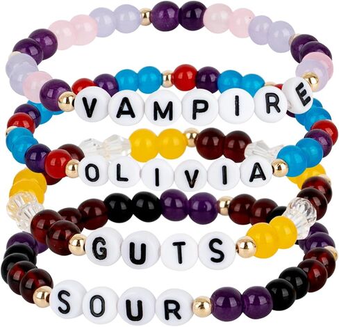 for olivia rodrigo Merch Gifts Inspired Bracelets Concert Outfit Album vinyl Poster Shirt 4 Sets Stackable Stretch Friendship Bracelets Merchandise Jewelry Birthday Gifts for Fans Women in Saudi Arabia