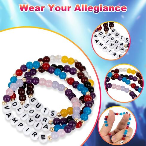 for olivia rodrigo Merch Gifts Inspired Bracelets Concert Outfit Album vinyl Poster Shirt 4 Sets Stackable Stretch Friendship Bracelets Merchandise Jewelry Birthday Gifts for Fans Women in Saudi Arabia