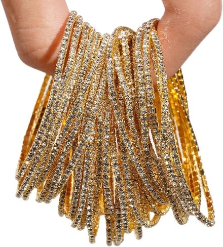 5 Pcs Stretch Bracelets Sparkly Multicolor Rhinestone Elastic Stackable Bling Bracelets Set for Party Daily Wear in Kuwait