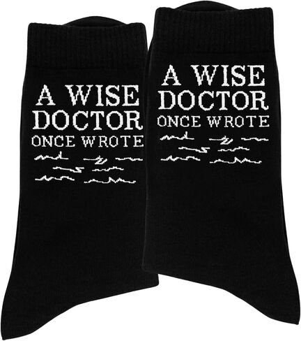 "A Wise Doctor Once Wrote Medical Socks - Funny Doctor Themed Novelty Socks, Unique Gifts for Physicians, EKG Heartbeat Pattern Crew Socks.(077) in Saudi Arabia