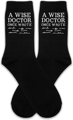 "A Wise Doctor Once Wrote Medical Socks - Funny Doctor Themed Novelty Socks, Unique Gifts for Physicians, EKG Heartbeat Pattern Crew Socks.(077) in Saudi Arabia