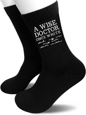 "A Wise Doctor Once Wrote Medical Socks - Funny Doctor Themed Novelty Socks, Unique Gifts for Physicians, EKG Heartbeat Pattern Crew Socks.(077) in Saudi Arabia