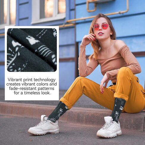 VividPrint 5-Toe Socks (3 Pairs) – Stylish Crew Socks for Women & Men, Breathable & Supportive – One Size,Dark Gray Skeleton in Saudi Arabia