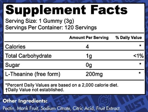 L-Theanine Gummies | 200mg L Theanine per Serving | 120 Servings | Zero Sugar | 3rd-Party Lab Tested in Saudi Arabia