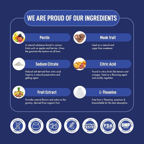 L-Theanine Gummies | 200mg L Theanine per Serving | 120 Servings | Zero Sugar | 3rd-Party Lab Tested in Saudi Arabia