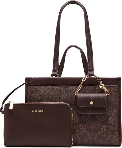 Anne Klein Women's Double Handle Bonded Tote, Espresso in Kuwait