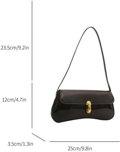 Black Women's Patent Leather Shoulder Bag Underarm Mini Handbag Classic Clutch Bags Purse Handbag in Kuwait