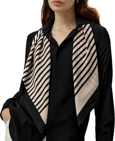 LilySilk 100% Mulberry Silk Scarf Square Mid-Century Pattern Stylish Head Neck Scarves Bag Accessory for Women 90x90cm in Kuwait