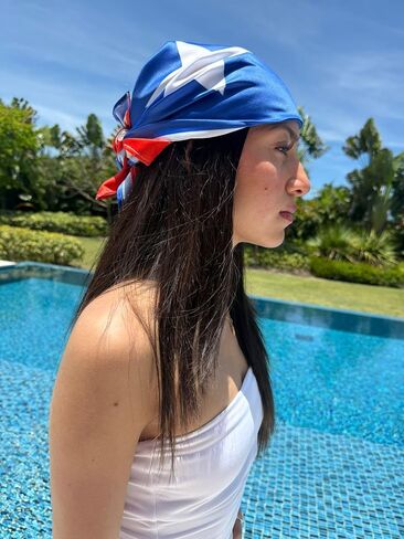 Silk Scarf for Women - Puerto Rico Flag Silk Bandana with Flag Colors, Festival Headwear, Puerto Rico Panoleta de Cabeza in Saudi Arabia