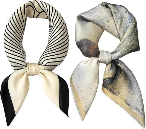 27.5 Inch Silk Feeling Scarf for Women Square Satin Head Scarf Hair Wrap Bandana 2pack in Saudi Arabia