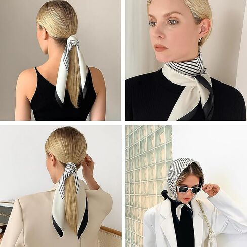 27.5 Inch Silk Feeling Scarf for Women Square Satin Head Scarf Hair Wrap Bandana 2pack in Saudi Arabia