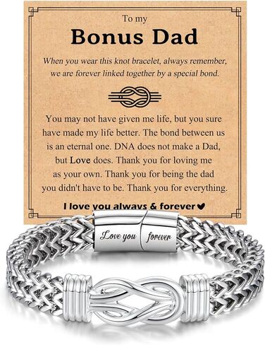Leyung Gifts for Bonus Dad New Dad Daddy to Be, Braided Stainless Steel Infinity Knot Bracelet for Men on Fathers Day Birthday Valentines Day Christmas in Saudi Arabia