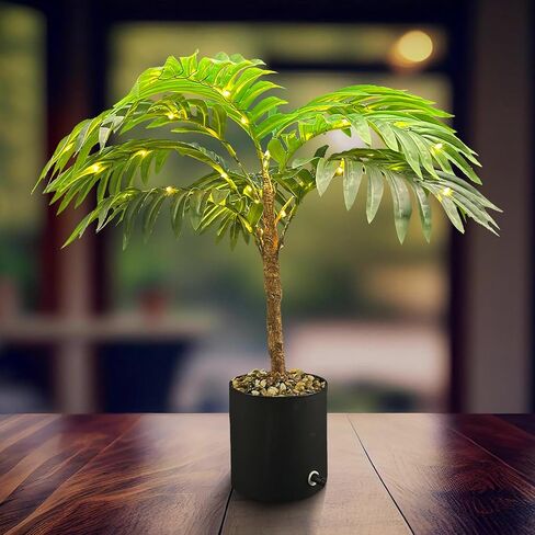 20-Inch LED Areca Palm Tree Faux Plant, USB Battery Powered | Dypsis lutescens style, USB or battery powered, Indoor home decor, Artificial tropical plant, Living room bedroom accent in Saudi Arabia