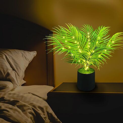 نبات صناعي لشجرة النخيل أريكا مقاس 20 بوصة، يعمل ببطارية USB | طراز Dypsis lutescens، USB أو يعمل بالبطارية، ديكور منزلي داخلي، نبات استوائي صناعي، لمسة جمالية لغرفة النوم في غرفة المعيشة in Kuwait