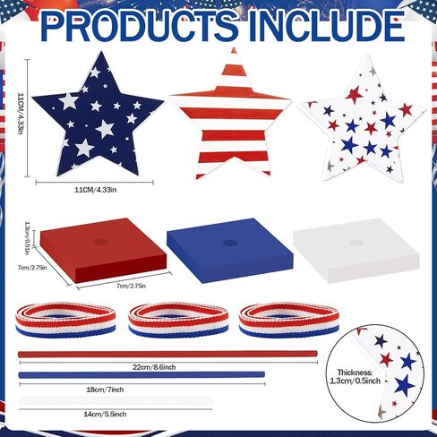 3 Pcs 4th of July Table Decorations, Wooden Patriotic Centerpieces Decor Double Sided Red White and Blue Star Sign for USA 250th Rustic Memorial Independence Day Home Tiered Tray in Saudi Arabia