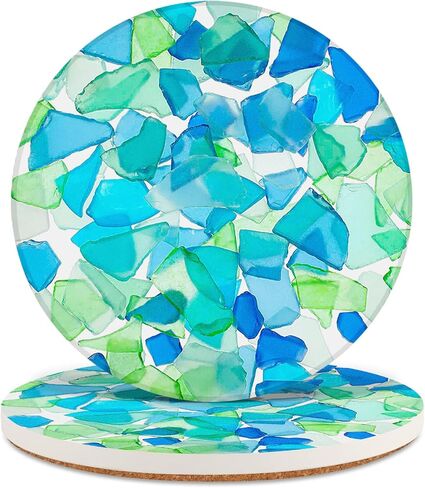 Ceramic Absorbent Table Coasters Set of 2 - Heat-Resistant Desk Cup Coasters with Cork Base, Leaf Design Protect Furniture (2Pack) in Saudi Arabia