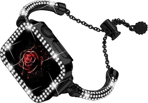 JOYOZY Bling Band and Case Compatible with Apple Watch Band 38mm 40mm 41mm 42mm 44mm 45mm 46mm, Pretty Luxury Strap with Sparkle Diamond, Dressy iWatch Bracelet for Women in Saudi Arabia
