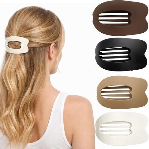 4-Pack Duckbill Hair Clips for Women, Flat Hair Clips for Women, Large Matte Non Slip Hair Clips, Solid Color Versatile Hair Clip, Casual Elegant for Thick or Thin Hair, Suitable for all Long Hair in Saudi Arabia