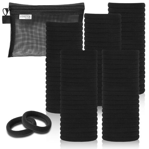 Black Hair Ties, 100 Pack Nylon Elastic Bands for Women, Seamless Damage-Free Ponytail Holders, Thick Hair Accessories. (black) in Saudi Arabia