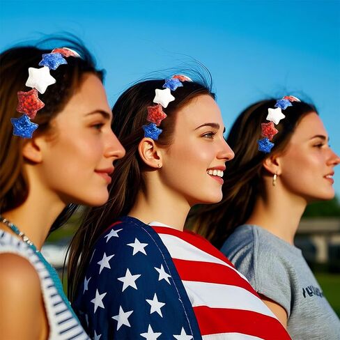 4th of July Stars Headband Glitter Bling Patriotic Headwear Hair Accessories American Flag Headband for Independence Day Red White and Blue Hairband for Women Holiday Supplies in Saudi Arabia