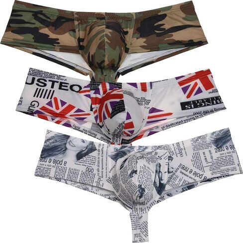 Men's Hip-hop Pattern Thong Boxers Sexy Guys Briefs Bodybuilding Underwear Club Pouch Thong Trunks Pants in Saudi Arabia