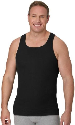 مجموعة قمصان داخلية بدون أكمام للرجال من Hanes، قمصان مضلعة من القطن ماصة للرطوبة للرجال، عبوات متعددة، أبيض أو أسود/رمادي - أسود/رمادي - 3 قطع مقاس XX-Large in Kuwait