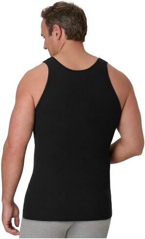 مجموعة قمصان داخلية بدون أكمام للرجال من Hanes، قمصان مضلعة من القطن ماصة للرطوبة للرجال، عبوات متعددة، أبيض أو أسود/رمادي - أسود/رمادي - 3 قطع مقاس XX-Large in Kuwait