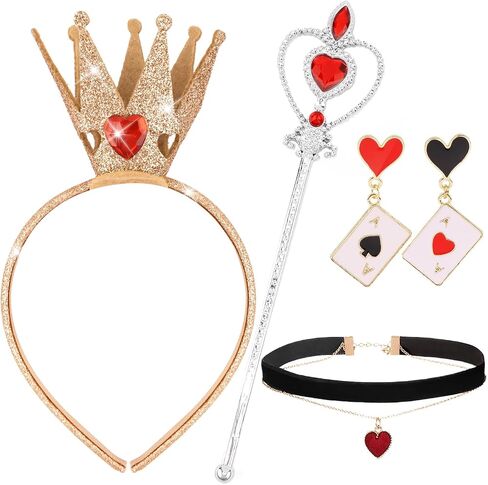 Canitor Red Queen Of Hearts Headband Crown Costume Accessories Set for Women Halloween Cosplay in Saudi Arabia