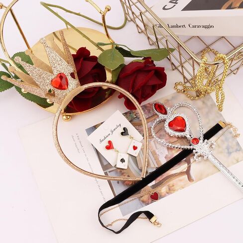 Canitor Red Queen Of Hearts Headband Crown Costume Accessories Set for Women Halloween Cosplay in Saudi Arabia