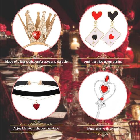 Canitor Red Queen Of Hearts Headband Crown Costume Accessories Set for Women Halloween Cosplay in Saudi Arabia