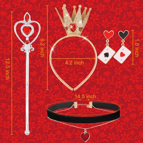 Canitor Red Queen Of Hearts Headband Crown Costume Accessories Set for Women Halloween Cosplay in Saudi Arabia