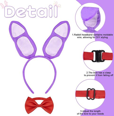 Bunny Costume Accessories,Easter Rabbit Ears Headband and Bow Tie for Adult Kids Halloween Dress Up in Saudi Arabia