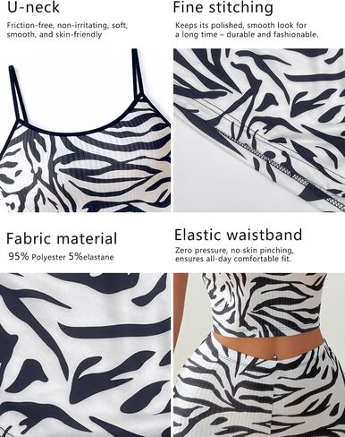 Women Pajamas Set, Sexy Leopard Print Tank Top & Shorts, Cute 2-Piece Sleepwear for Women, Comfortable Lounge Pajamas Sets in Kuwait