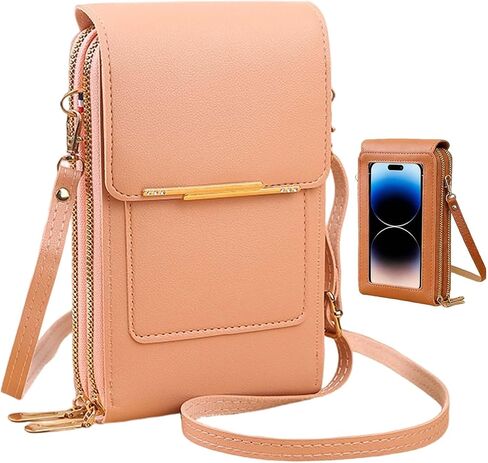Women's Touch Screen Mobile Phone Messenger Bag, RFID Leather Crossbody Wallet Purse, Anti-Theft Shoulder Strap in Saudi Arabia