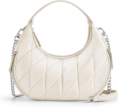 TOPEAST Quilted Crescent Shoulder Bag for Women, Waterproof Nylon Crossbody with Chain Strap, Lightweight Hobo Purse in Saudi Arabia
