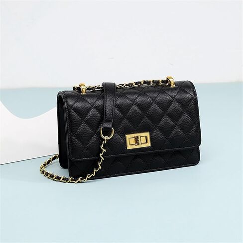 Leather Chain Crossbody Shoulder Small Square Bag, Casual Women's Bag, Shoulder Bag (Black) in Saudi Arabia