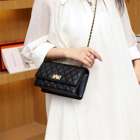 Leather Chain Crossbody Shoulder Small Square Bag, Casual Women's Bag, Shoulder Bag (Black) in Saudi Arabia